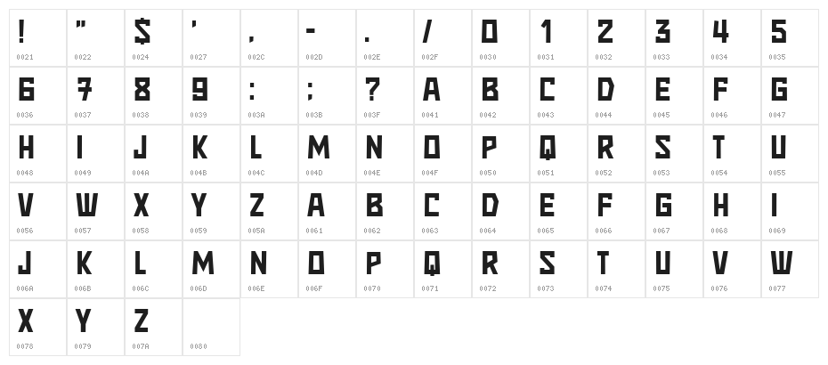 Strongbox Regular Character Map