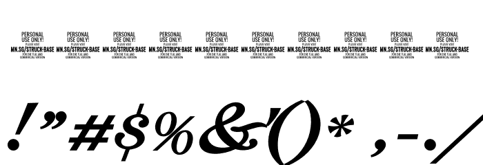 Struck Base PERSONAL USE ONLY PERSONAL USE ONLY Font OTHER CHARS