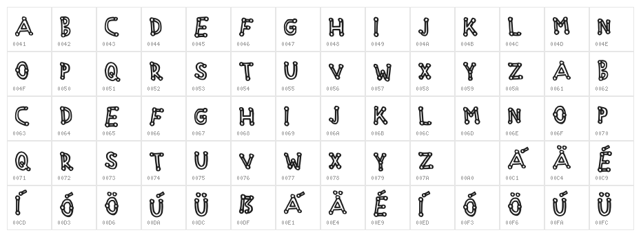 Studdedfreeline Regular Character Map