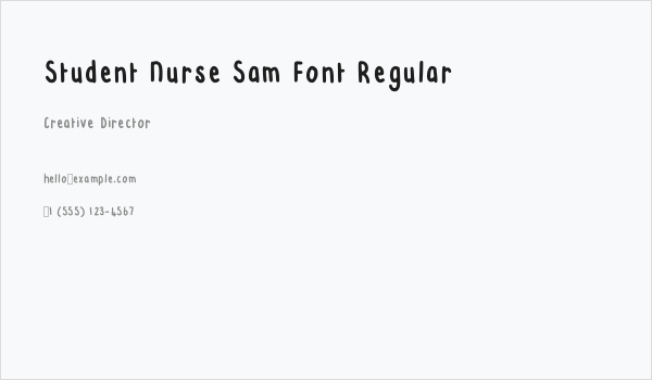 Student Nurse Sam Font Regular Business Card