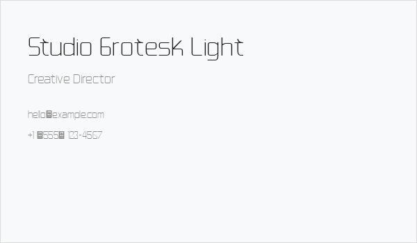 Studio Grotesk Light Business Card