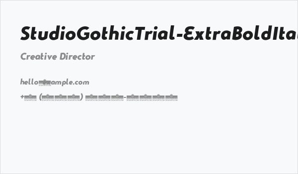 StudioGothicTrial-ExtraBoldItal Business Card