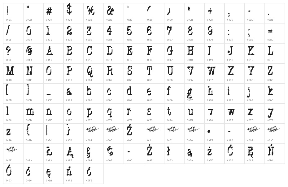Stuk Puk Character Map
