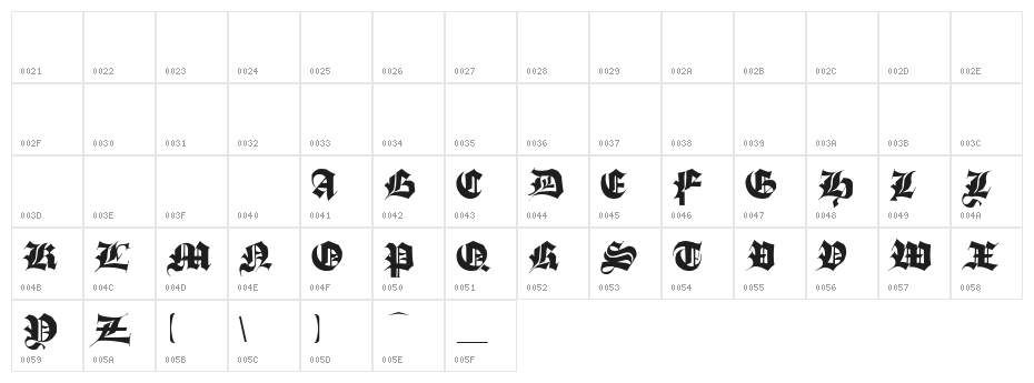 Stuttgart Gothic Demo Character Map