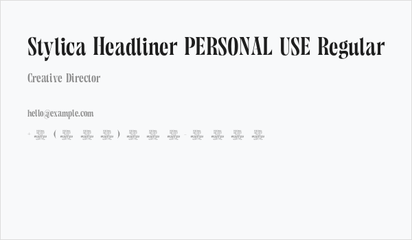 Stylica Headliner PERSONAL USE Regular Business Card