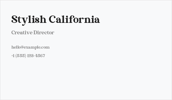 Stylish California Business Card