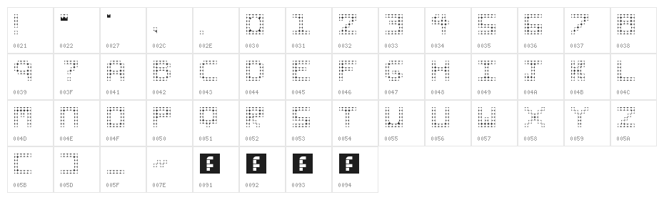 Stylish II Regular Character Map