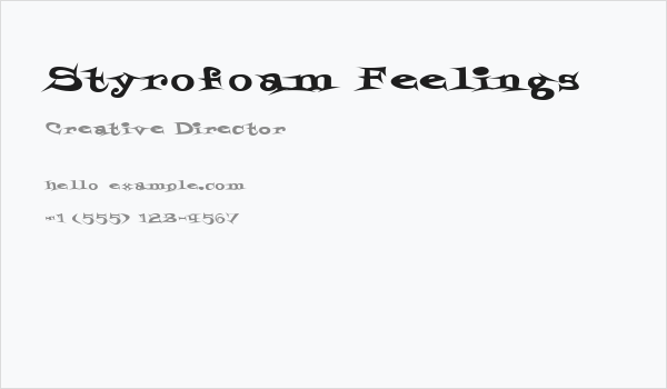 Styrofoam Feelings Business Card