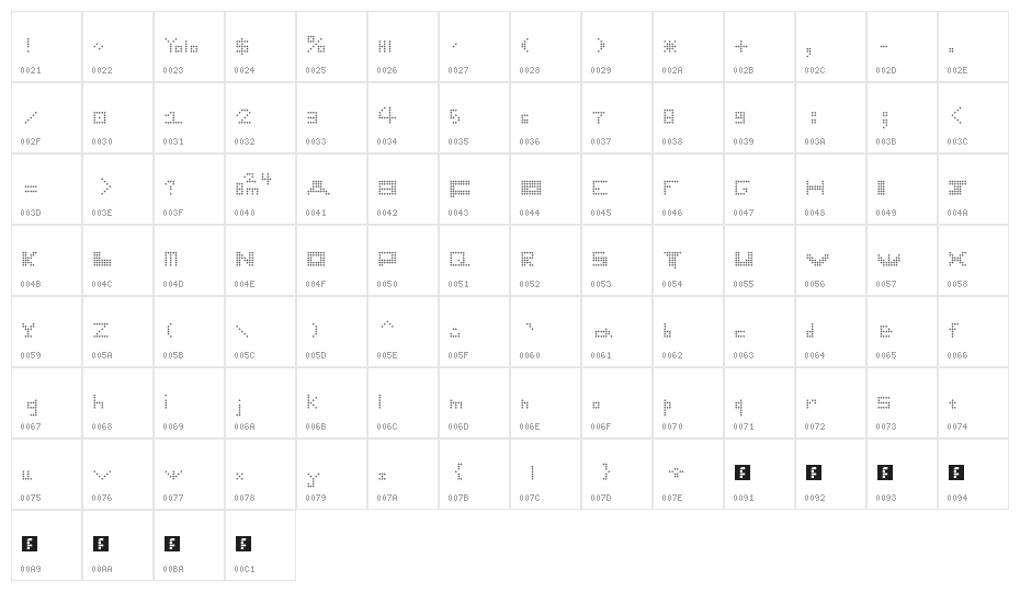 star Regular Character Map