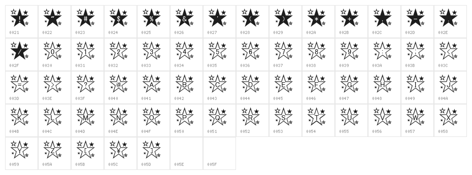 star_font Character Map