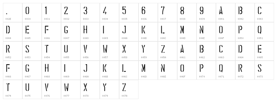 stencil army Regular Character Map