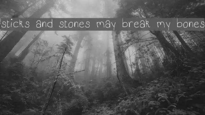 sticks and stones may break my bones Font examples