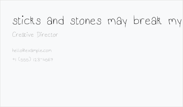 sticks and stones may break my bones Business Card