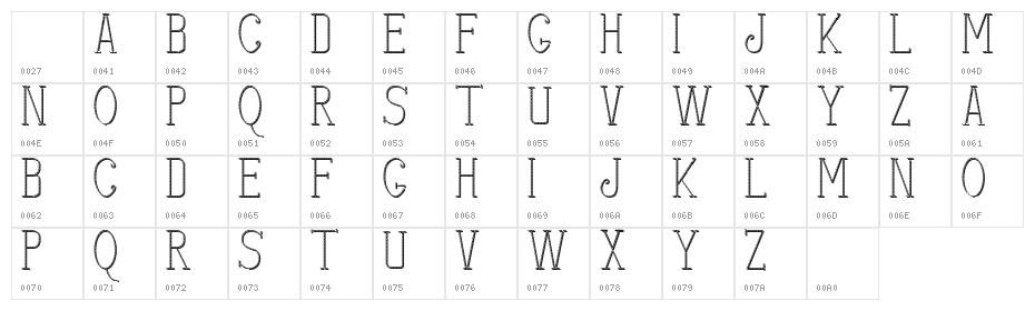 stitches shadow Character Map