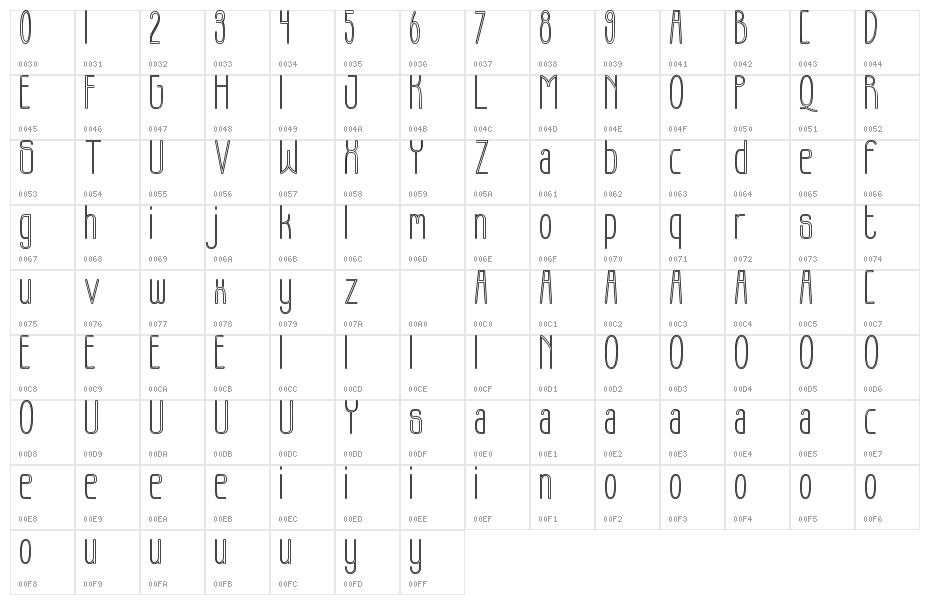 SUMMER LINE FREE Character Map