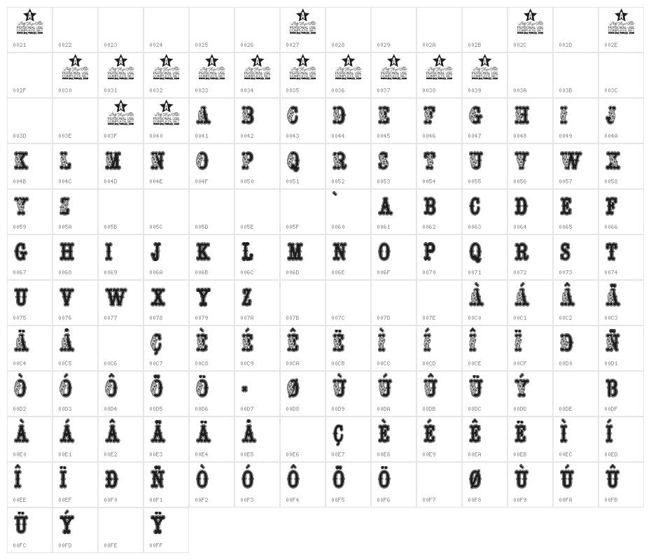 SURFSCHOOL PERSONAL USE Regular Character Map
