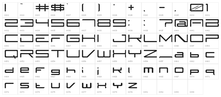 SubZER0 Regular Character Map