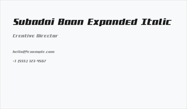 Subadai Baan Expanded Italic Business Card