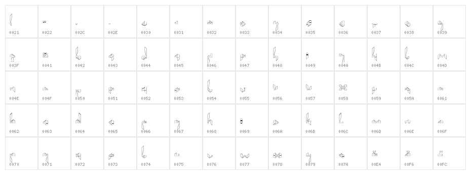 Suberp Light Character Map