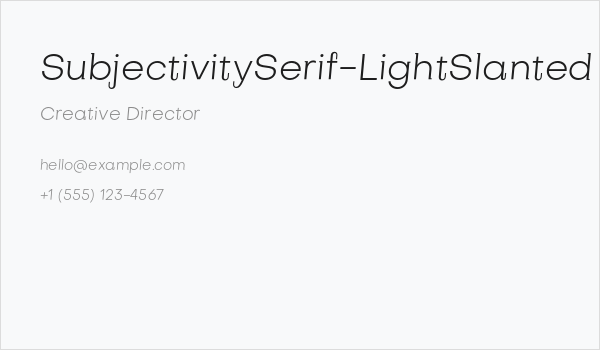 SubjectivitySerif-LightSlanted Business Card