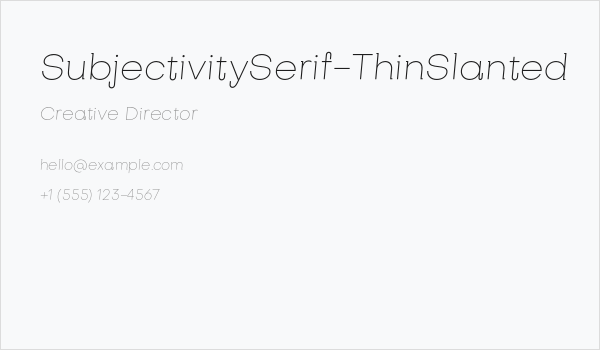 SubjectivitySerif-ThinSlanted Business Card
