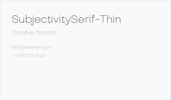 SubjectivitySerif-Thin Business Card