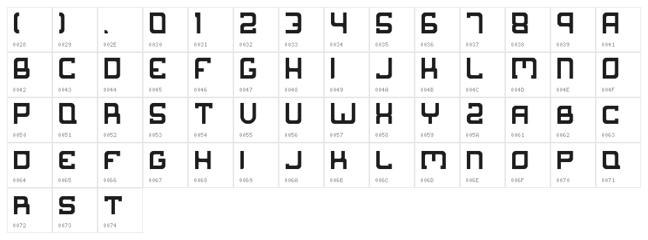Suborban Character Map