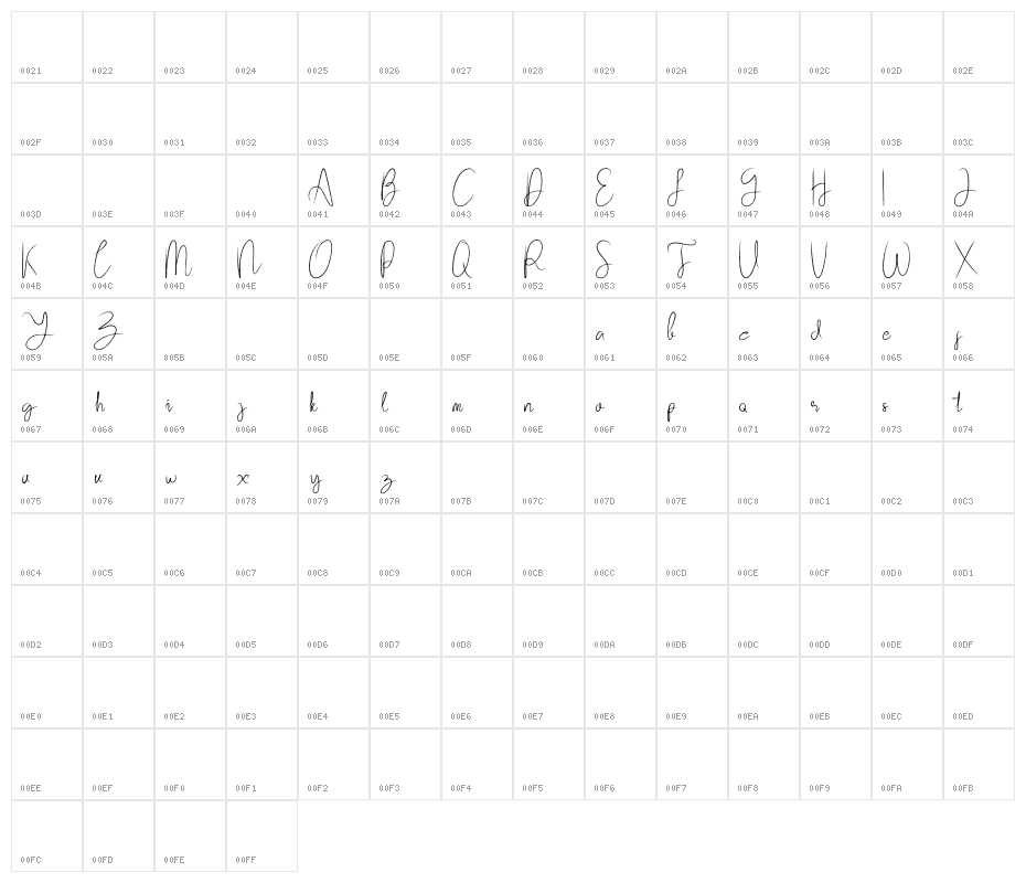 Subsky Character Map