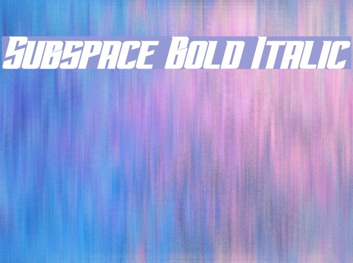 Subspace Bold Italic Font examples