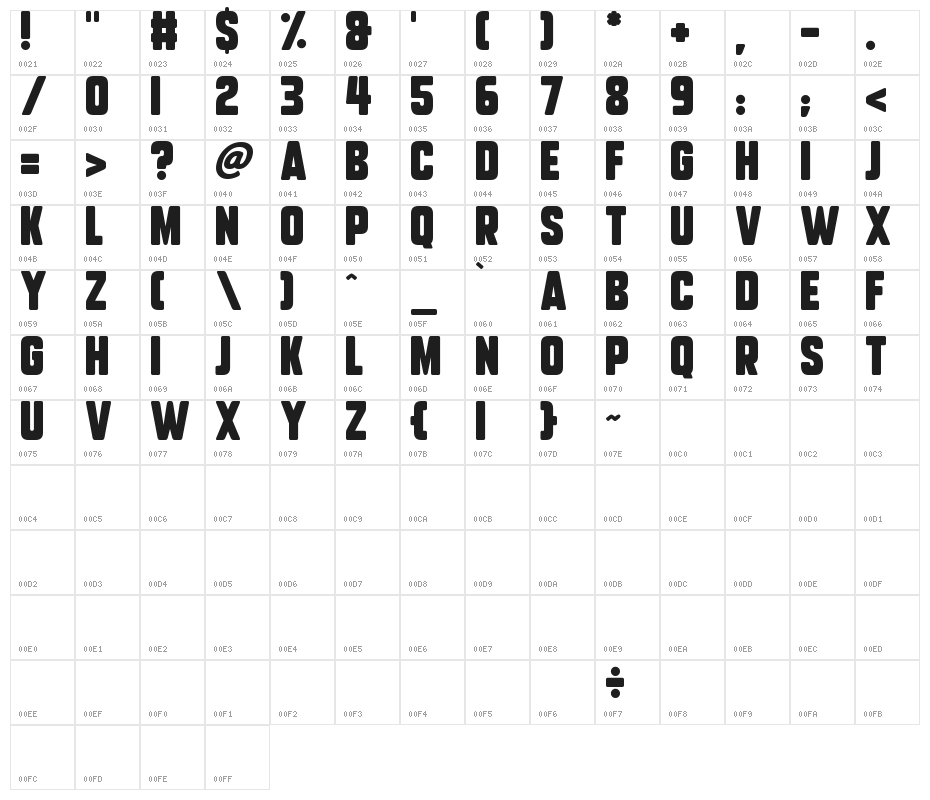 Subtle Curves Character Map