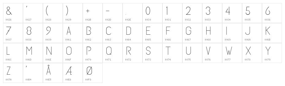 SubtleSansLight-Regular Character Map