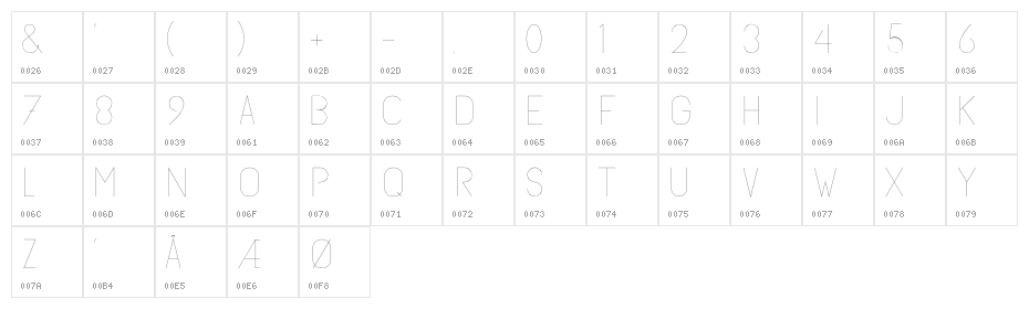 SubtleSansUltraLight-Regular Character Map