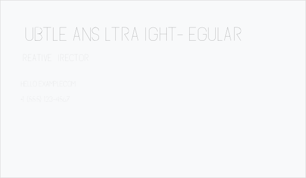 SubtleSansUltraLight-Regular Business Card