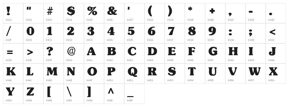 Subway Regular Character Map