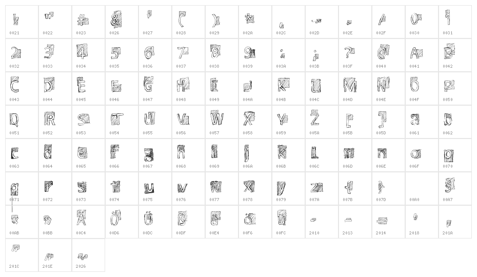 Subway Scribble Character Map