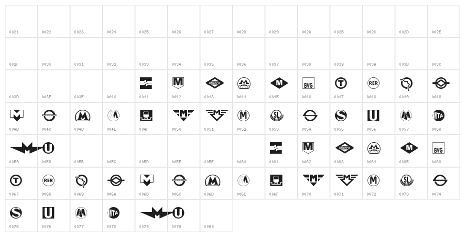 Subway Sign Character Map
