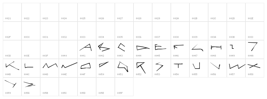 Suckfont Normal Character Map