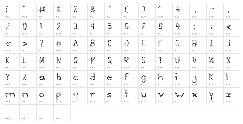 Suds Regular Character Map