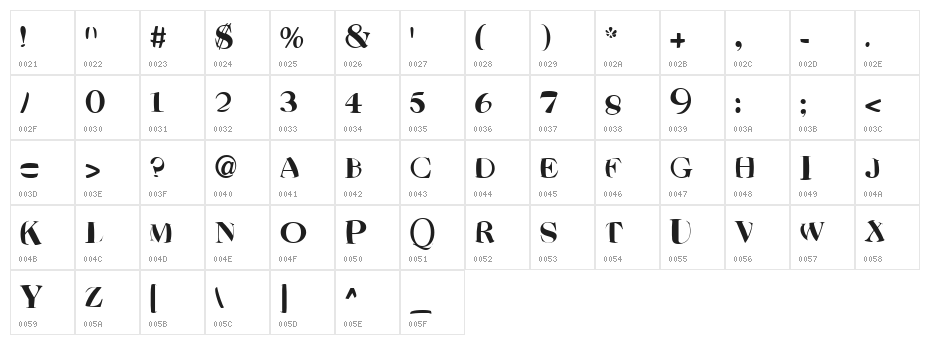 SuessFont Character Map