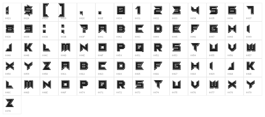 Suggested 3D Filled Regular Character Map
