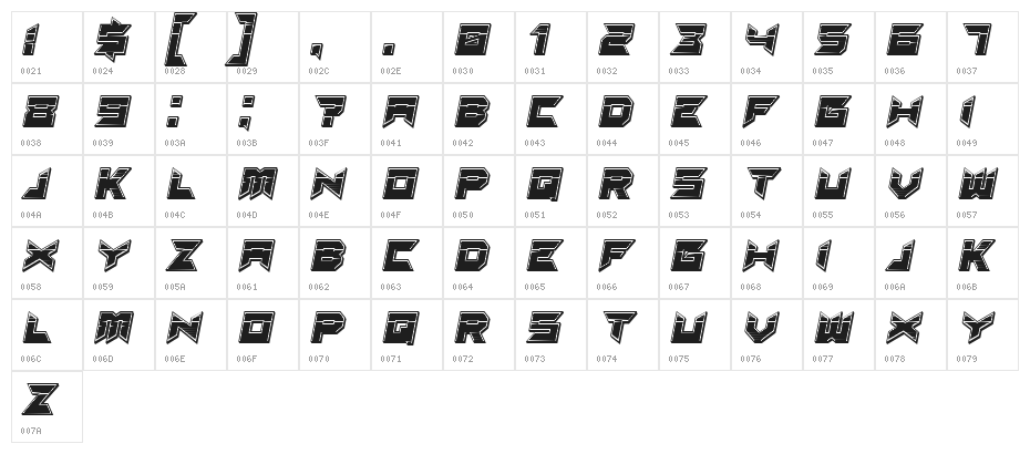 Suggested 3d Filled Gradient  Regular Character Map