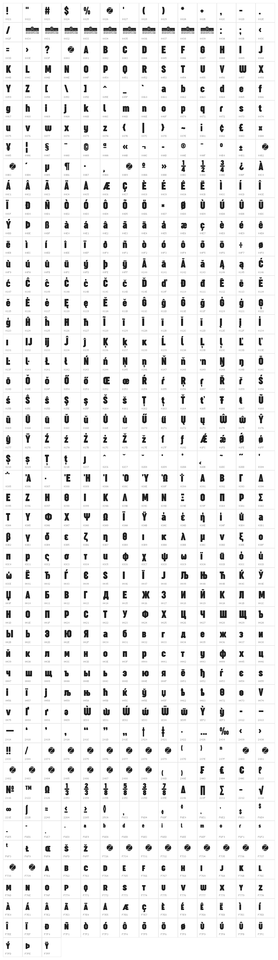 Sugo Pro Classic Trial Bold Character Map