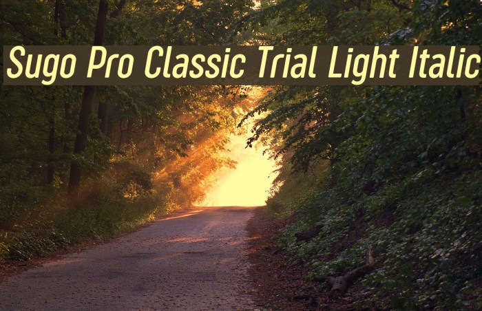 Sugo Pro Classic Trial Light Italic Font examples
