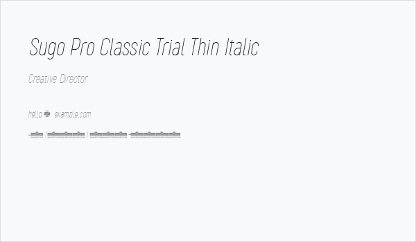 Sugo Pro Classic Trial Thin Italic Business Card