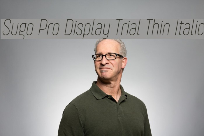 Sugo Pro Display Trial Thin Italic Font examples