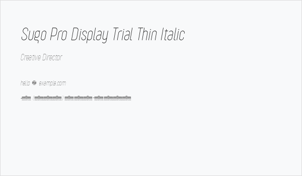 Sugo Pro Display Trial Thin Italic Business Card