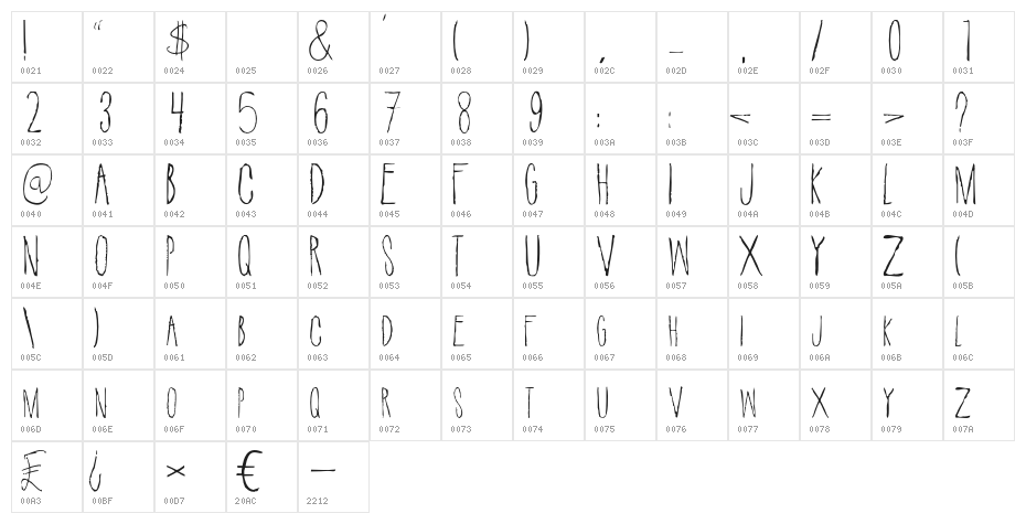 SuicideDraft-Regular Character Map