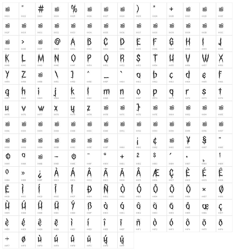 Suicra Crukods Trial Regular Character Map