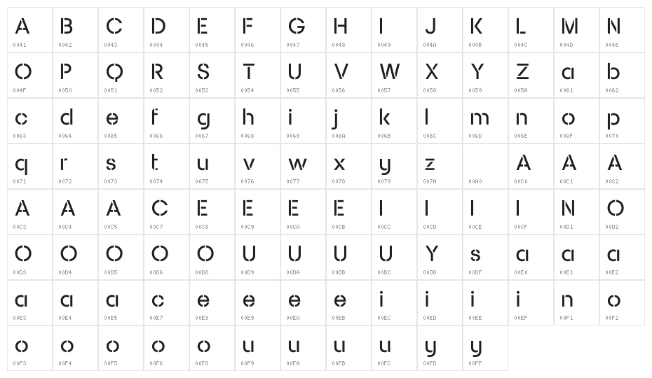 Sukima Bold Character Map