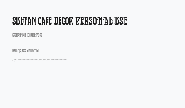Sultan Cafe Decor PERSONAL USE Business Card